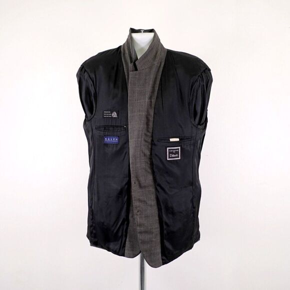 Ralph Lauren Wool Gray Sharkskin Windowpane 42R Or 44R Slim Sport Coat / Blazer - Picture 12 of 14